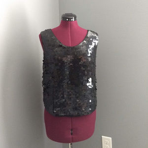 Vintage Spell Bound Black Paillette Tank Top